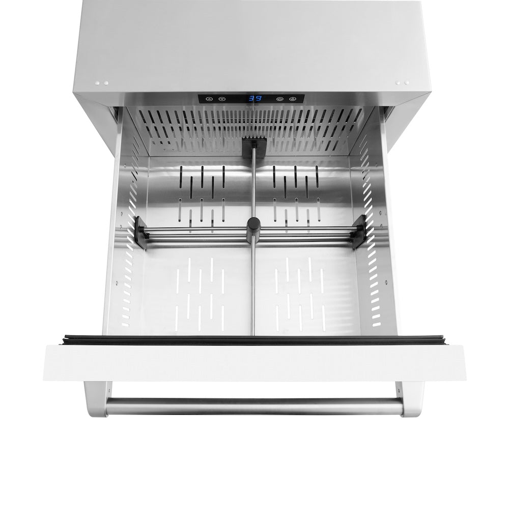 ZLINE 24 in. Touchstone 168 Can Outdoor-Rated Dual Refrigerator Drawer with White Matte Doors (RDSO-WM-24)