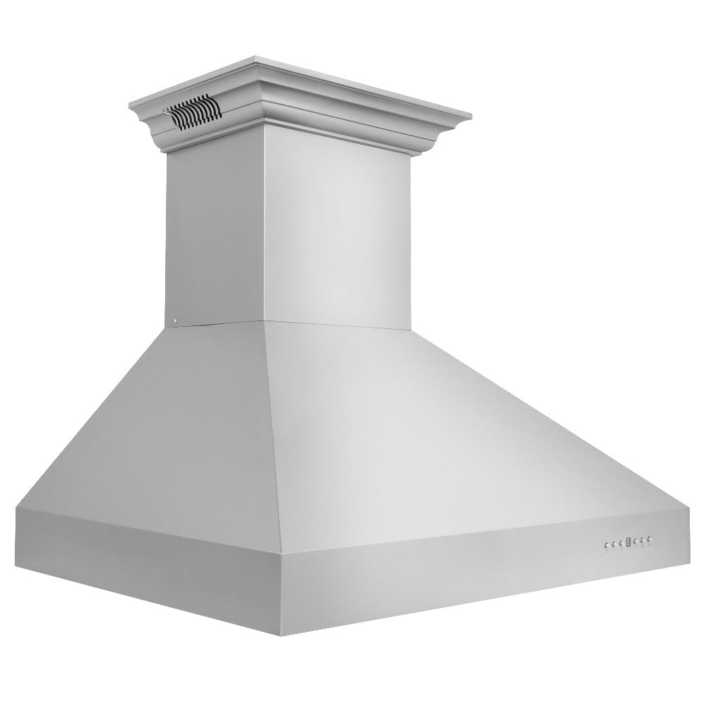 ZLINE 54 in. CrownSound™ Ducted Vent Professional Wall Mount Range Hood in Stainless Steel with Built-in Bluetooth Speakers (697CRN-BT-54)