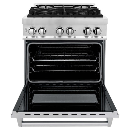 ZLINE Kitchen Package with Stainless Steel 30 in. Dual Fuel Range, 30 in. Over-the-Range Microwave, and 24 in. Dishwasher (3KP-RAOTR30-DW)