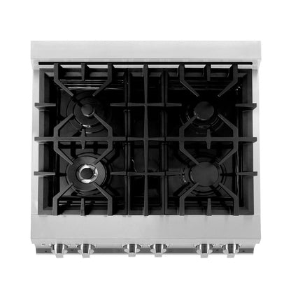 ZLINE 30 in. 4.0 cu. ft. Legacy Dual Fuel Range with 4 Burner Gas Cooktop and Electric Convection Oven in Stainless Steel and White Matte Door (RA-WM-30)
