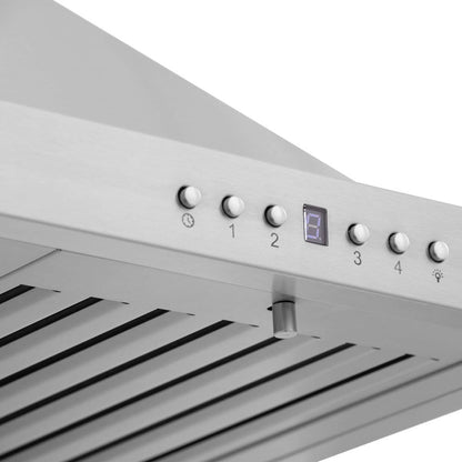 ZLINE Kitchen Package with Refrigerator, 48 in. Stainless Steel Dual Fuel Range, 48 in. Convertible Vent Range Hood, 24 in. Microwave Drawer, and 24 in. Tall Tub Dishwasher (5KPR-RARH48-MWDWV)