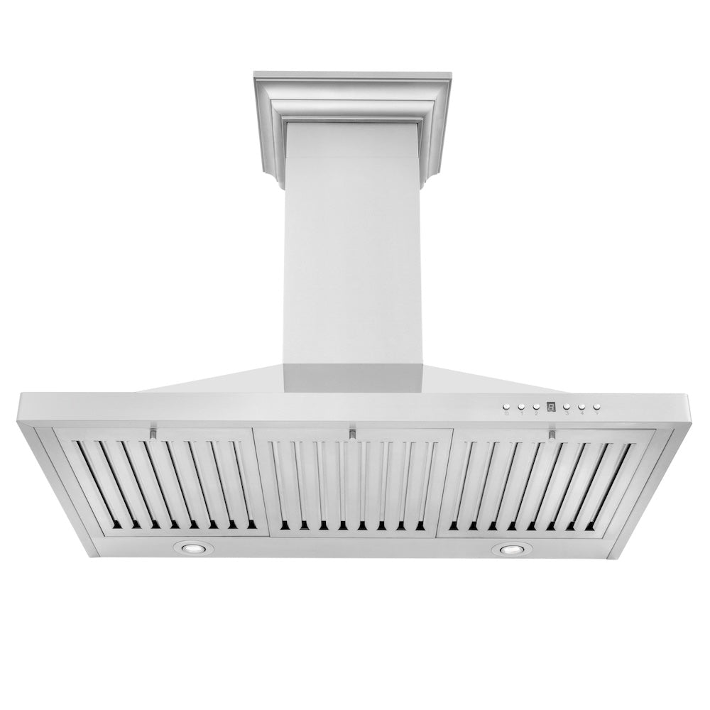 ZLINE 36 in. Convertible Vent Wall Mount Range Hood in Stainless Steel with Crown Molding (KBCRN-36)