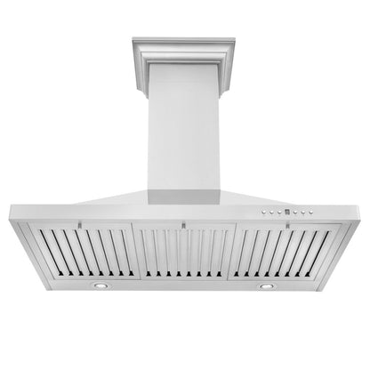 ZLINE 36 in. Convertible Vent Wall Mount Range Hood in Stainless Steel with Crown Molding (KBCRN-36)