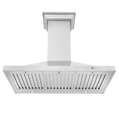 ZLINE 42 in. Convertible Vent Wall Mount Range Hood in Stainless Steel with Crown Molding (KBCRN-42)