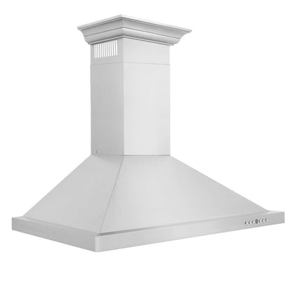 ZLINE 48 in. Convertible Vent Wall Mount Range Hood in Stainless Steel with Crown Molding (KBCRN-48)