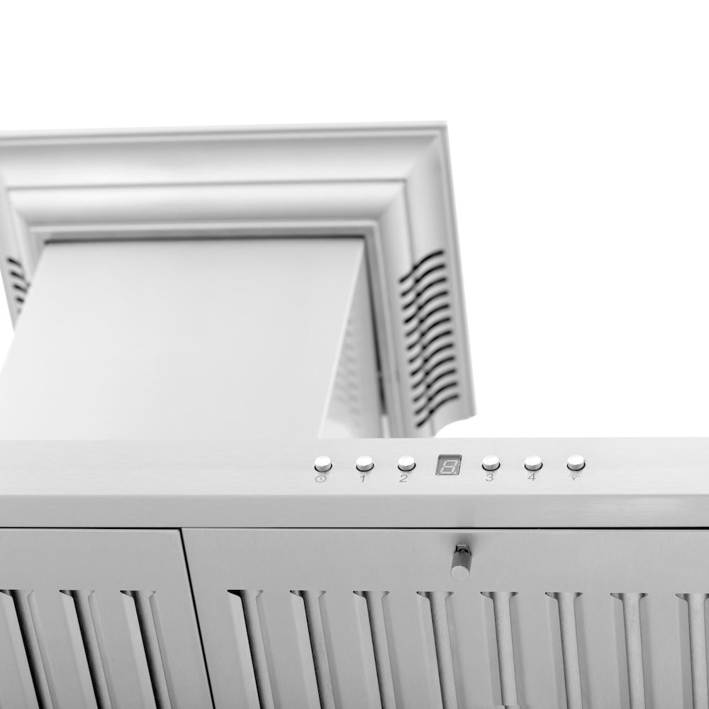 ZLINE 36 in. CrownSound™ Ducted Vent Wall Mount Range Hood in Stainless Steel with Built-in Bluetooth Speakers (KBCRN-BT-36)