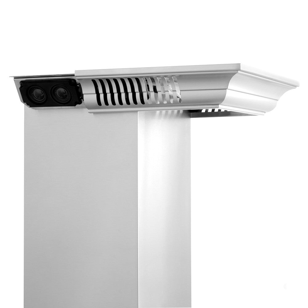 ZLINE 36 in. CrownSound™ Ducted Vent Wall Mount Range Hood in Stainless Steel with Built-in Bluetooth Speakers (KF1CRN-BT-36)