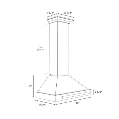 ZLINE 30 in. Convertible Stainless Steel Range Hood with Black Matte Shell and Stainless Steel Handle (KB4STX-BLM-30)