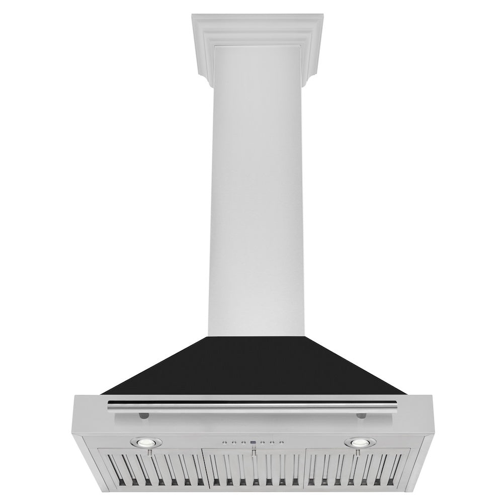 ZLINE 30 in. Convertible Stainless Steel Range Hood with Black Matte Shell and Stainless Steel Handle (KB4STX-BLM-30)