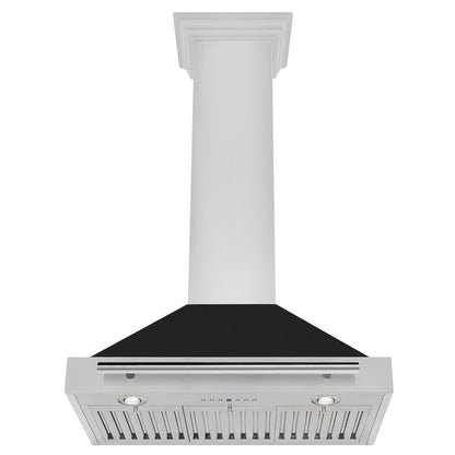 ZLINE 30 in. Convertible Stainless Steel Range Hood with Black Matte Shell and Stainless Steel Handle (KB4STX-BLM-30)