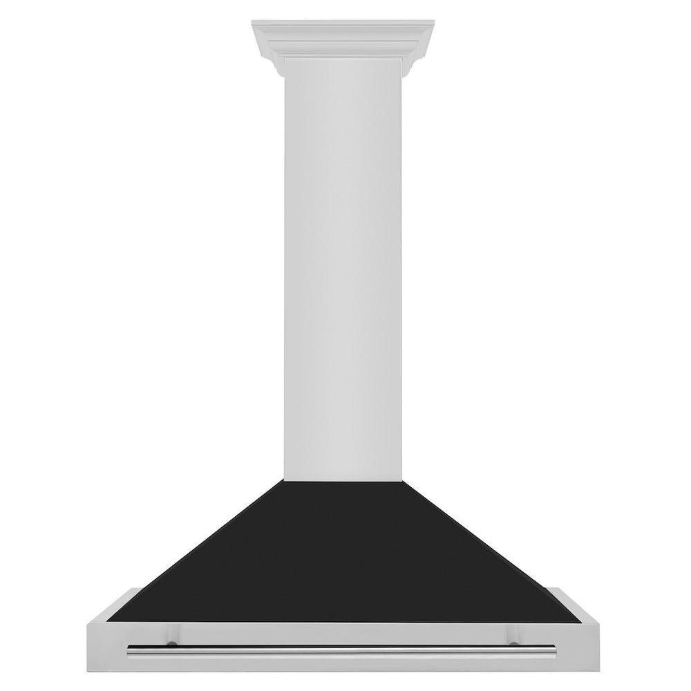 ZLINE 36 in. Convertible Stainless Steel Range Hood with Black Matte Shell and Stainless Steel Handle (KB4STX-BLM-36)
