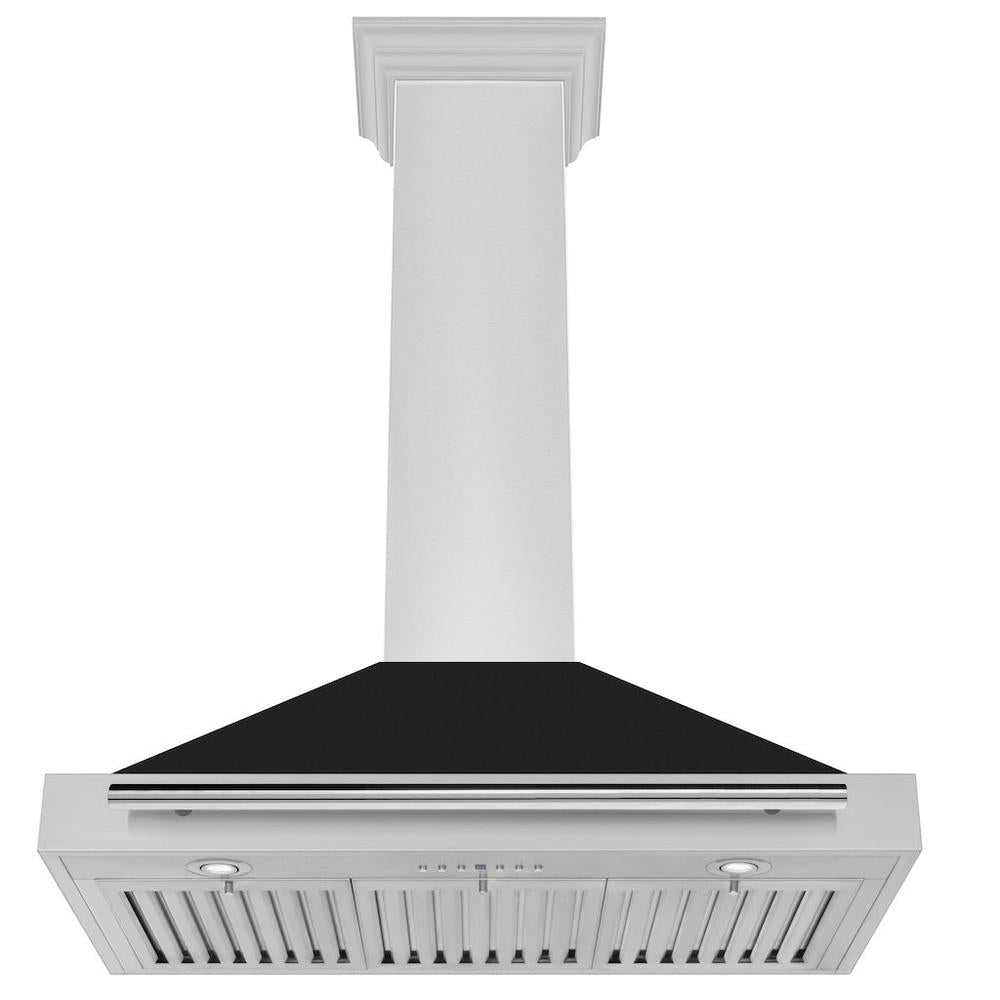 ZLINE 36 in. Convertible Stainless Steel Range Hood with Black Matte Shell and Stainless Steel Handle (KB4STX-BLM-36)