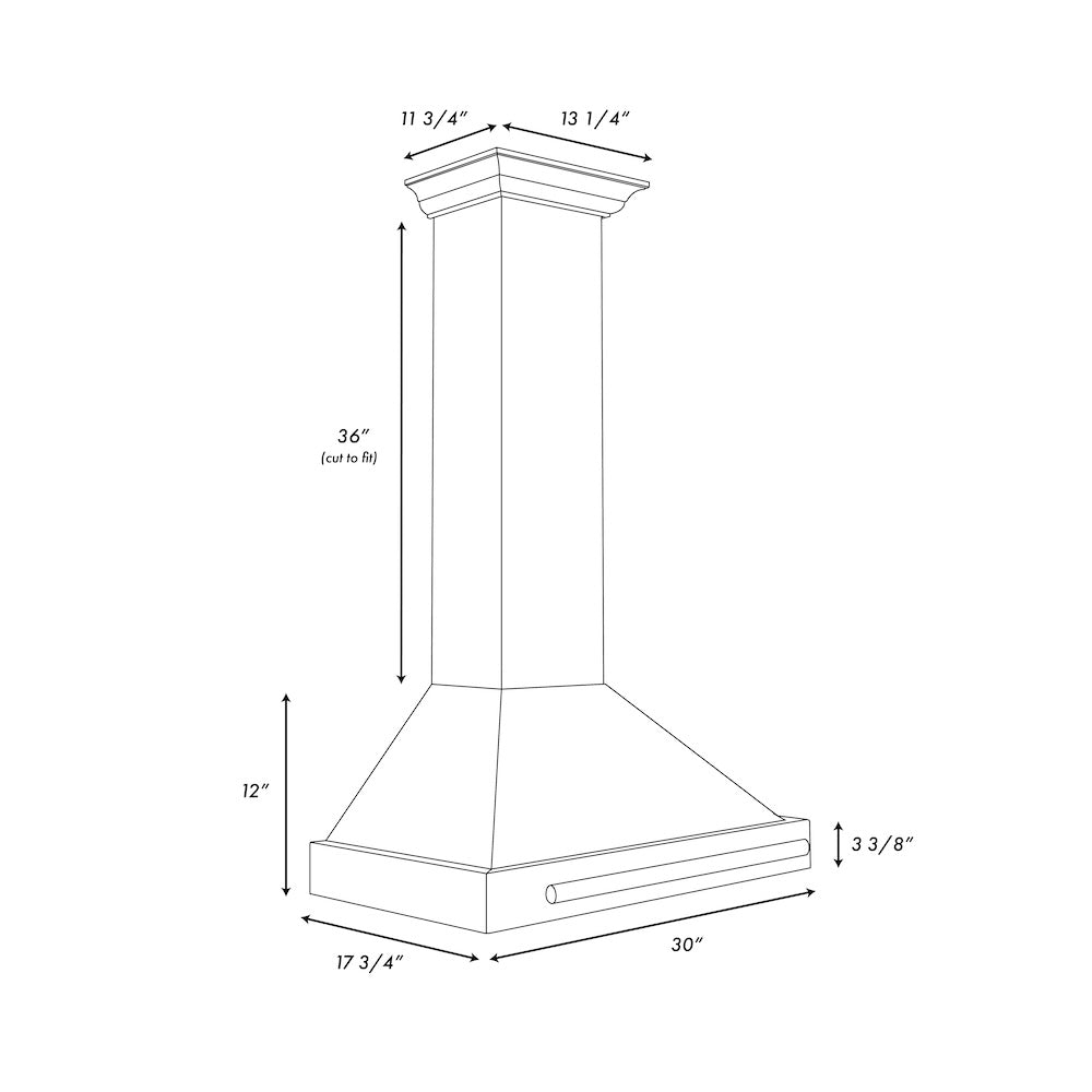 ZLINE 30 in. Convertible Black Stainless Steel Wall Mount Range Hood With Black Stainless Steel Handle (BSKB4X-30)