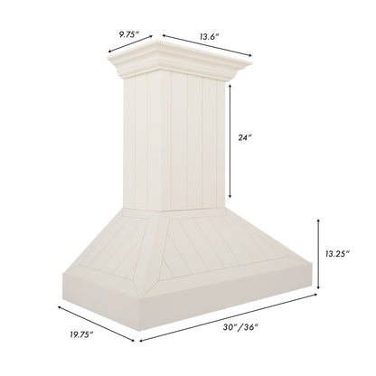 ZLINE 30 in. Ducted Vent Wooden Wall Mount Range Hood in Cottage White (KPTT-30)