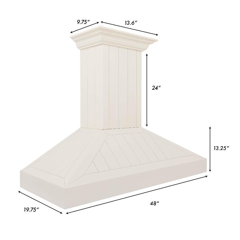 ZLINE 48 in. Ducted Vent Wooden Wall Mount Range Hood in Cottage White (KPTT-48)