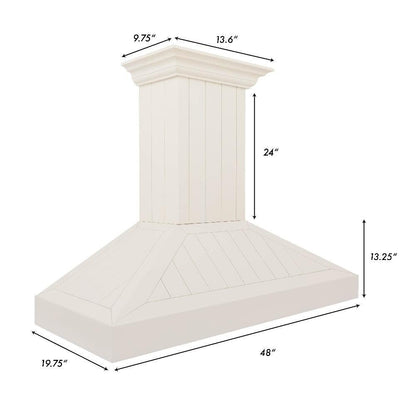 ZLINE 48 in. Ducted Vent Wooden Wall Mount Range Hood in Cottage White (KPTT-48)