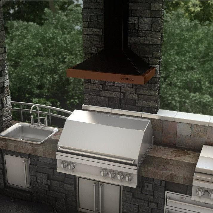 ZLINE 36 in. Convertible Vent Designer Series Wall Mount Range Hood in Oil-Rubbed Bronze with Copper Bands (KB2-BCXXX-36)