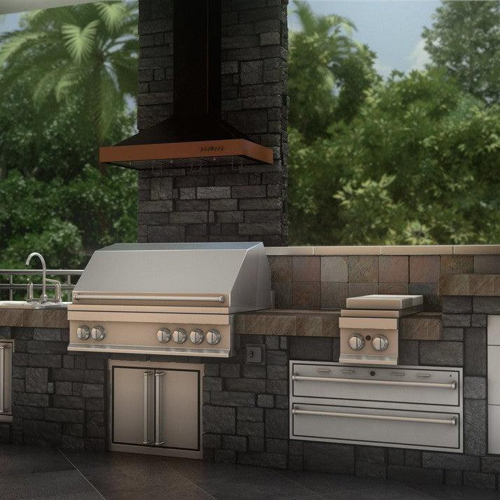 ZLINE 36 in. Convertible Vent Designer Series Wall Mount Range Hood in Oil-Rubbed Bronze with Copper Bands (KB2-BCXXX-36)