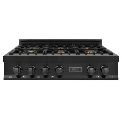 ZLINE Kitchen Package with 36 in. Black Stainless Steel Rangetop and 36 in. Convertible Range Hood (2KP-RTBRH36)