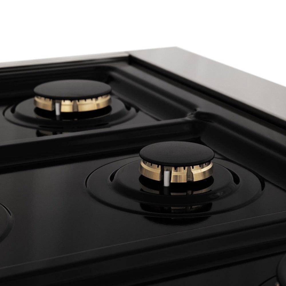 ZLINE Autograph Edition 36 in. 4.6 cu. ft. Legacy Dual Fuel Range with 6 Burner Gas Cooktop and Electric Convection Oven in Stainless Steel and Matte Black Accents (RAZ-36-MB)