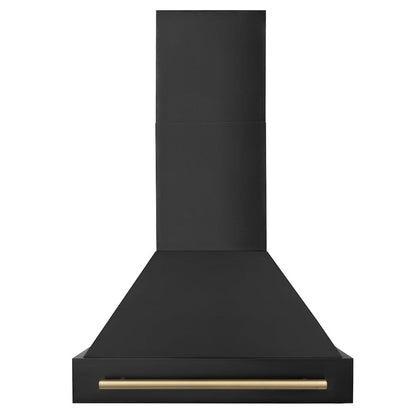 ZLINE Autograph Edition 30 in. Black Stainless Steel Range Hood with Champagne Bronze Handle (BS655Z-30-CB)