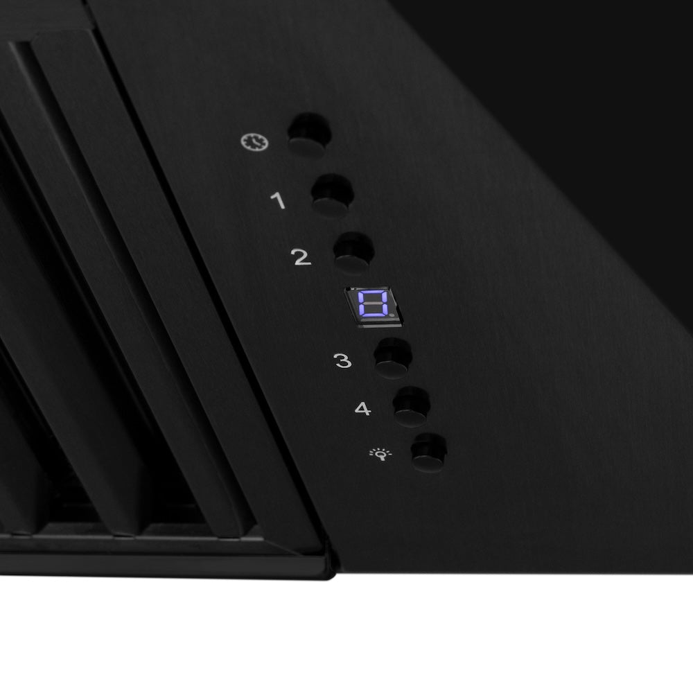 ZLINE Autograph Edition 30 in. Black Stainless Steel Range Hood with Polished Gold Handle (BS655Z-30-G)