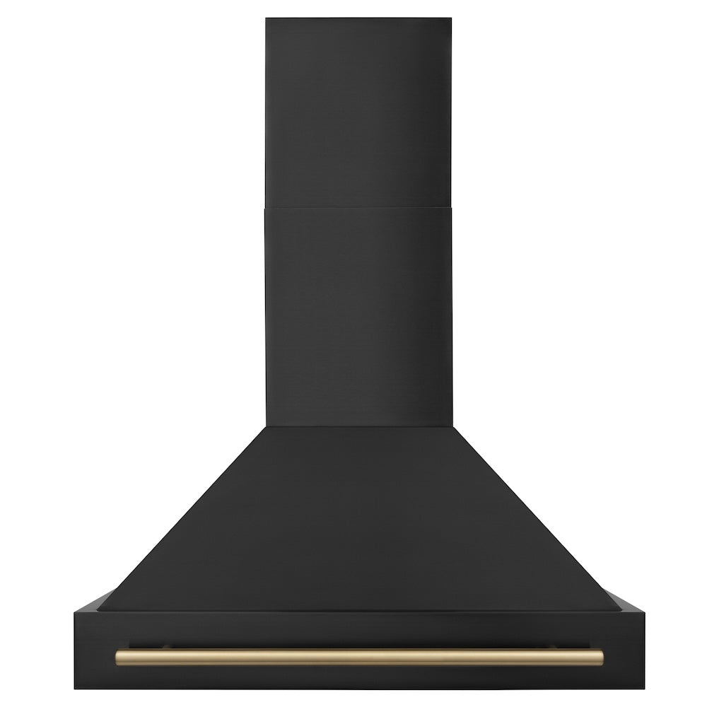 ZLINE Autograph Edition 36 in. Black Stainless Steel Range Hood with Champagne Bronze Handle (BS655Z-36-CB)