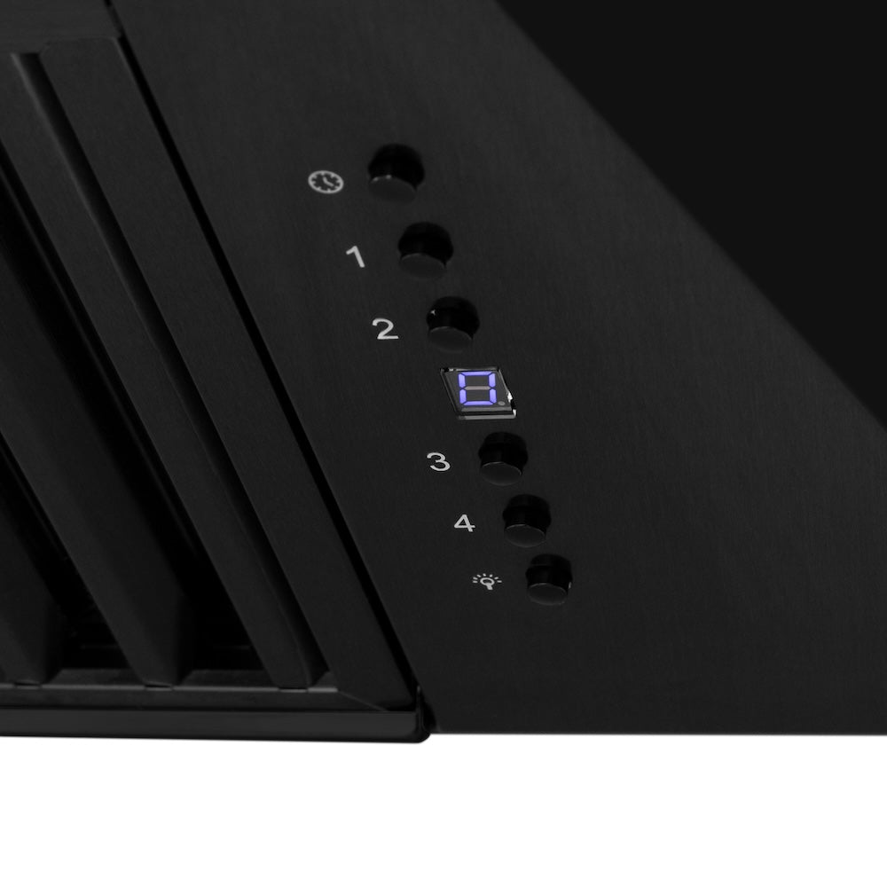 ZLINE Autograph Edition 36 in. Black Stainless Steel Range Hood with Polished Gold Handle (BS655Z-36-G)