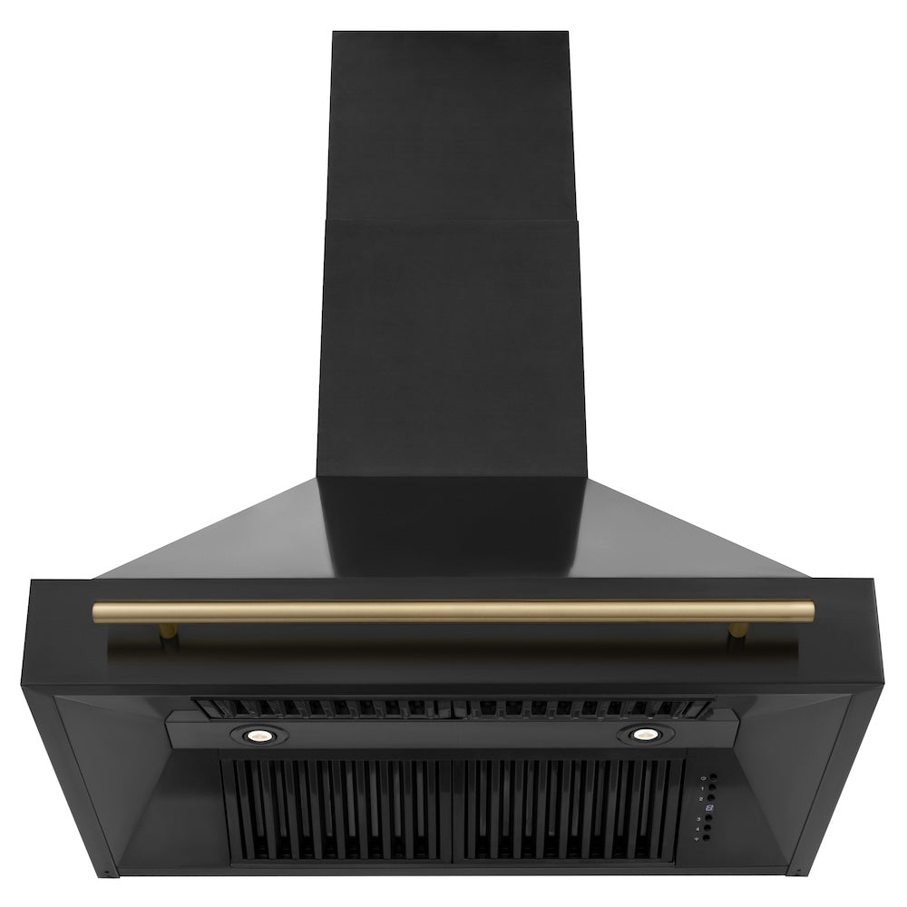 ZLINE Autograph Edition 36 in. Black Stainless Steel Range Hood with Champagne Bronze Handle (BS655Z-36-CB)