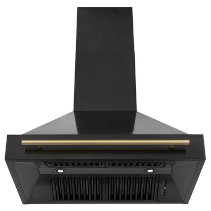 ZLINE Autograph Edition 36 in. Black Stainless Steel Range Hood with Champagne Bronze Handle (BS655Z-36-CB)