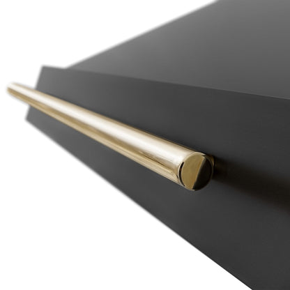 ZLINE Autograph Edition 36 in. Black Stainless Steel Range Hood with Polished Gold Handle (BS655Z-36-G)