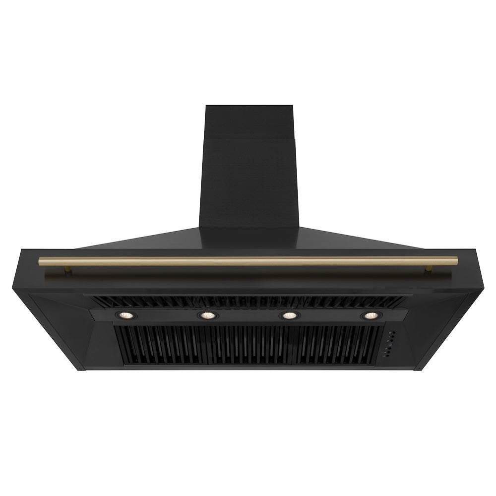 ZLINE Autograph Edition 48 in. Black Stainless Steel Range Hood with Champagne Bronze Handle (BS655Z-48-CB)