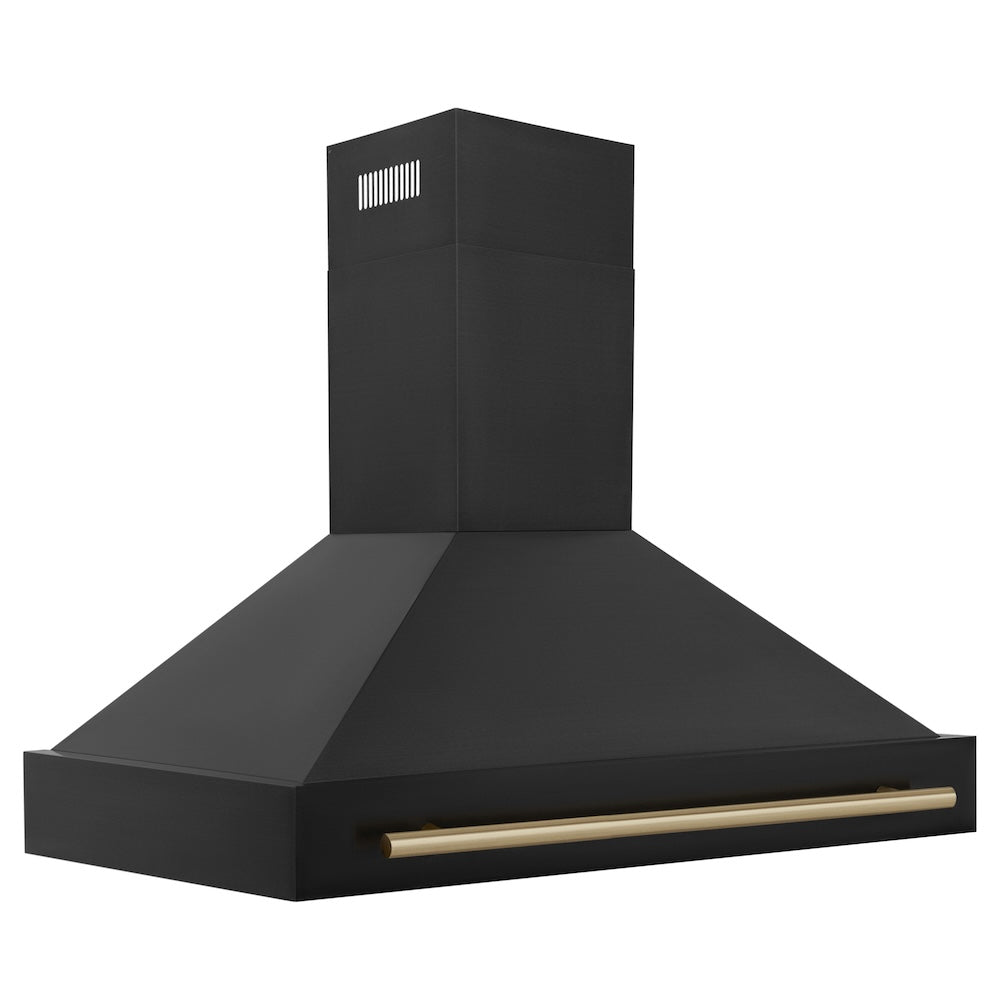 ZLINE Autograph Edition 48 in. Black Stainless Steel Range Hood with Champagne Bronze Handle (BS655Z-48-CB)
