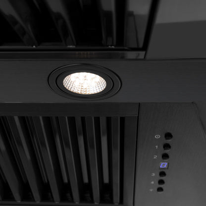 ZLINE Autograph Edition 48 in. Black Stainless Steel Range Hood with Polished Gold Handle (BS655Z-48-G)