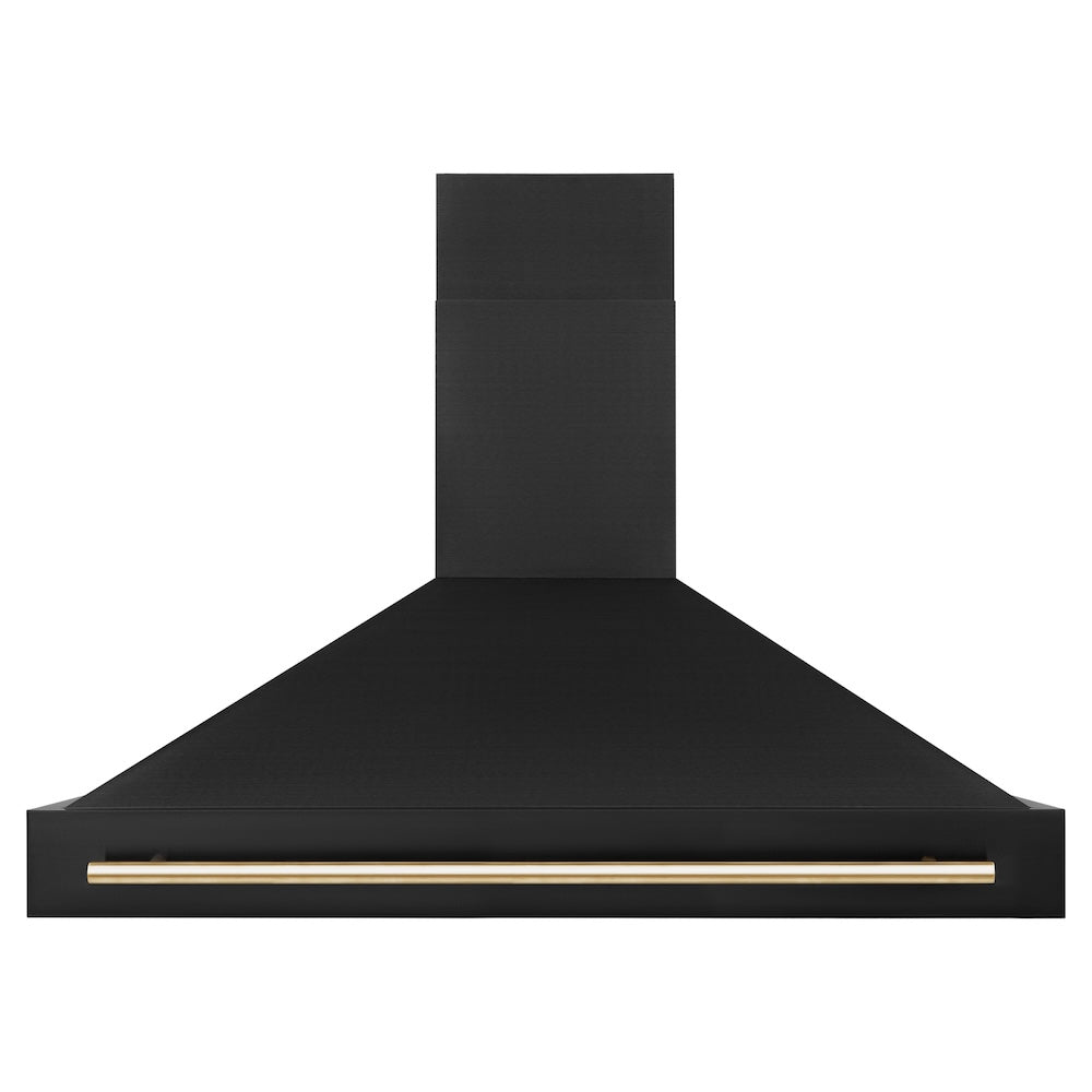 ZLINE Autograph Edition 48 in. Black Stainless Steel Range Hood with Polished Gold Handle (BS655Z-48-G)