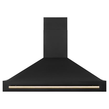 ZLINE Autograph Edition 48 in. Black Stainless Steel Range Hood with Polished Gold Handle (BS655Z-48-G)