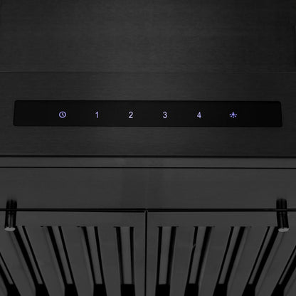 ZLINE 24 in. Convertible Vent Wall Mount Range Hood in Black Stainless Steel with Crown Molding (BSKENCRN-24)