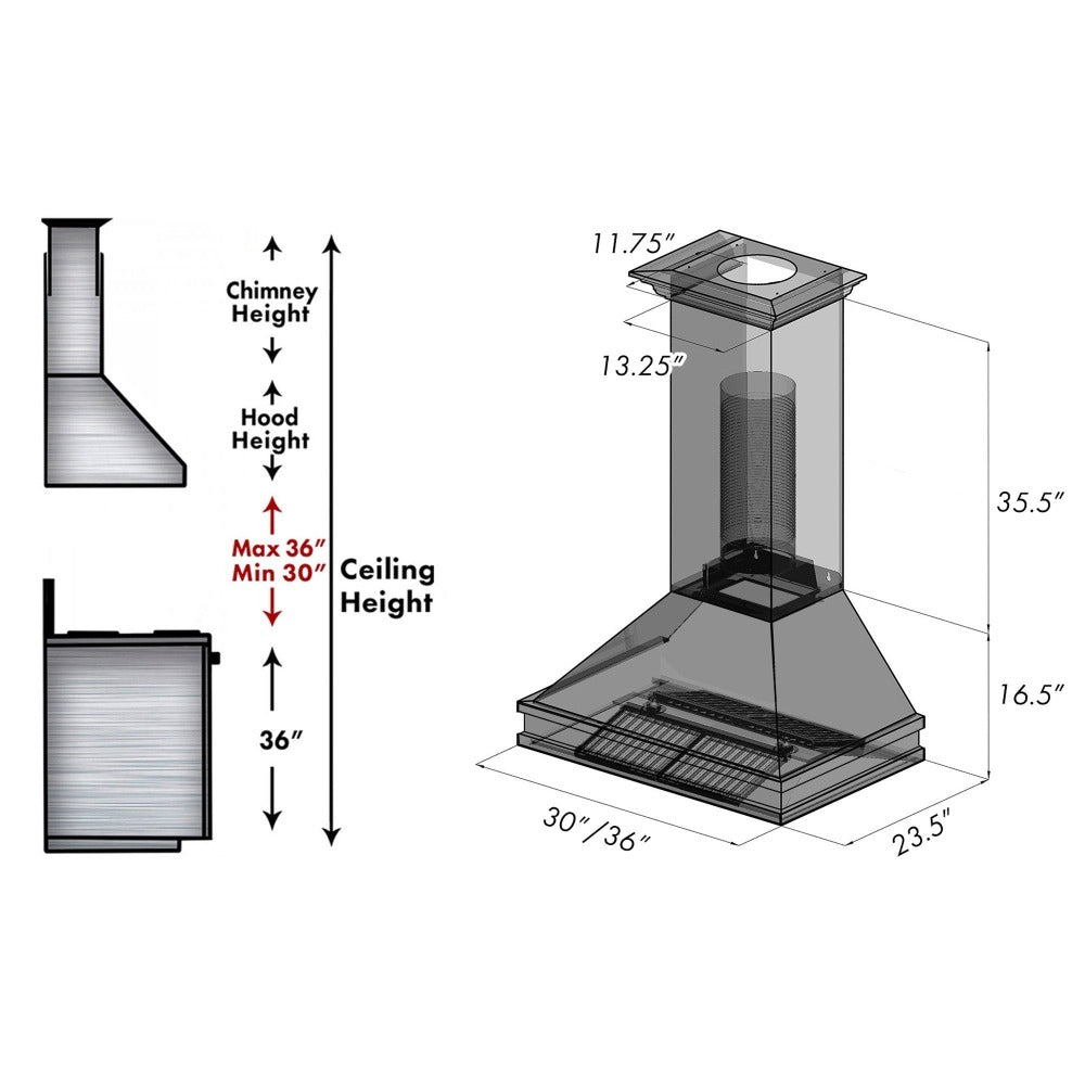 ZLINE 30 in. Designer Series Ducted Wall Mount Range Hood in Satin Stainless Steel (8656S-30)