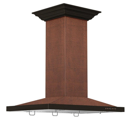 ZLINE 36 in. Designer Series Hand Hammered Copper Convertible Vent Island Mount Range Hood (8GL2Hi-36)