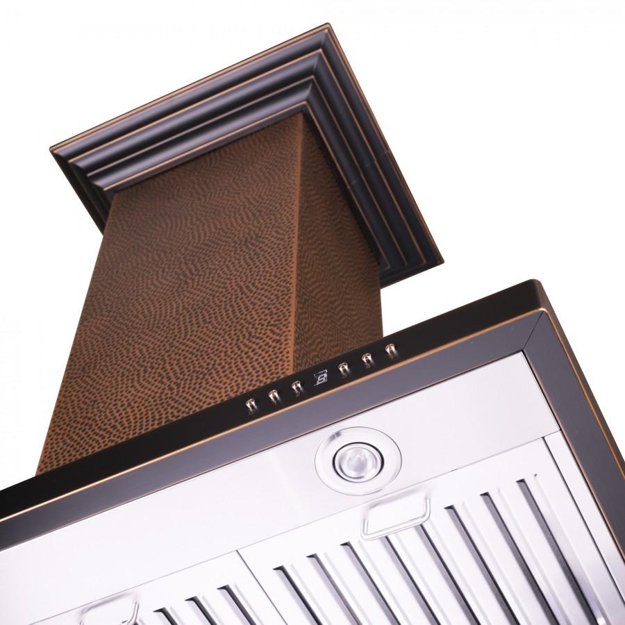 ZLINE 36 in. Designer Series Hand Hammered Copper Convertible Vent Island Mount Range Hood (8GL2Hi-36)
