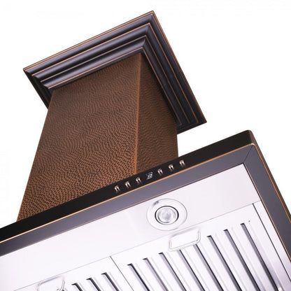 ZLINE 36 in. Designer Series Hand Hammered Copper Convertible Vent Island Mount Range Hood (8GL2Hi-36)