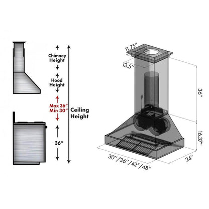 ZLINE 48 in. Ducted Vent Designer Series Wall Mount Range Hood in Hand-Hammered Copper and Oil-Rubbed Bronze (655-HBXXX-48)