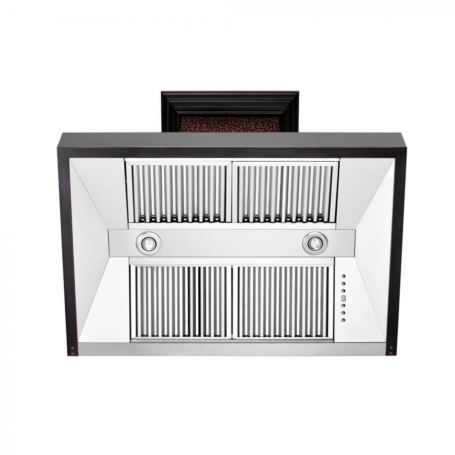 ZLINE 36 in. Ducted Vent Designer Series Wall Mount Range Hood in Hand-Hammered Copper and Oil-Rubbed Bronze (655-HBXXX-36)