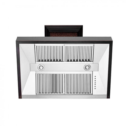 ZLINE 36 in. Ducted Vent Designer Series Wall Mount Range Hood in Hand-Hammered Copper and Oil-Rubbed Bronze (655-HBXXX-36)
