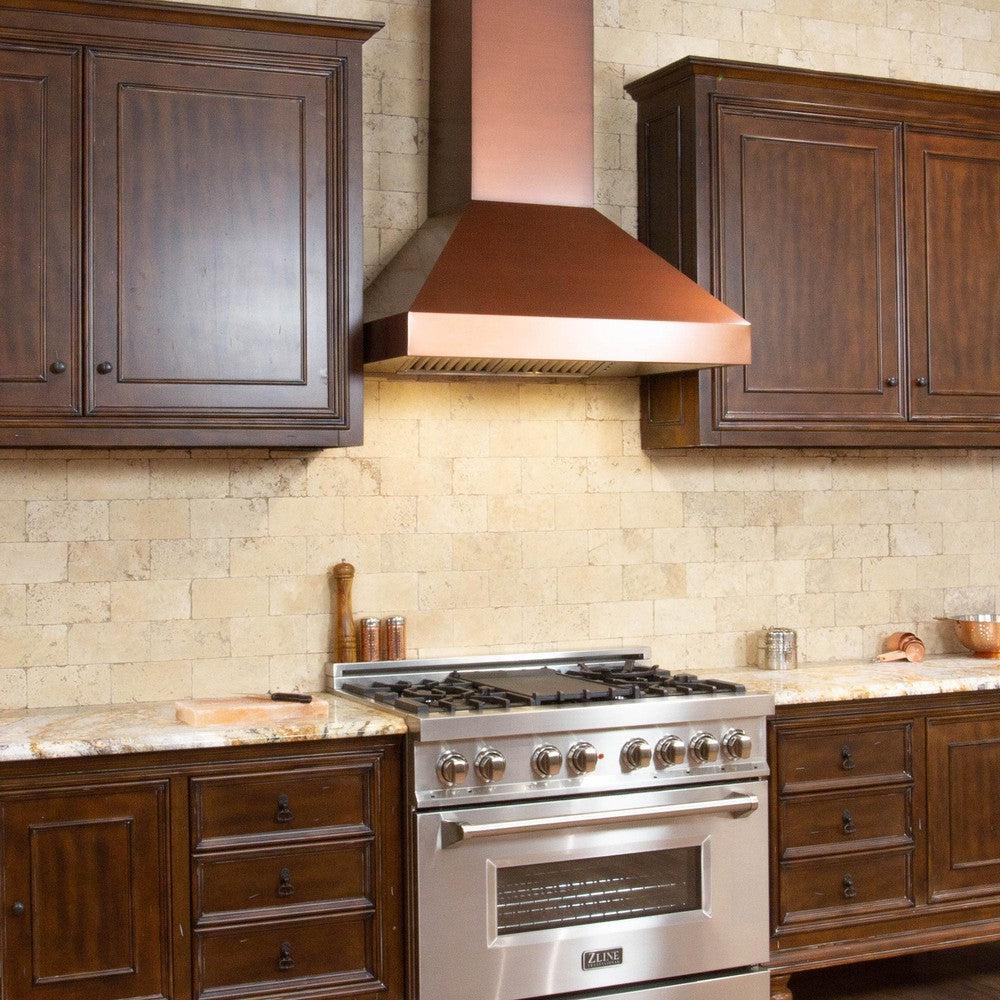 ZLINE 36 in. Designer Series Ducted Wall Mount Range Hood in Copper (8667C-36)