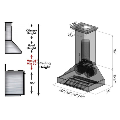 ZLINE 30 in. Designer Series Convertible Vent Wall Mount Range Hood in Copper (8667C-30)