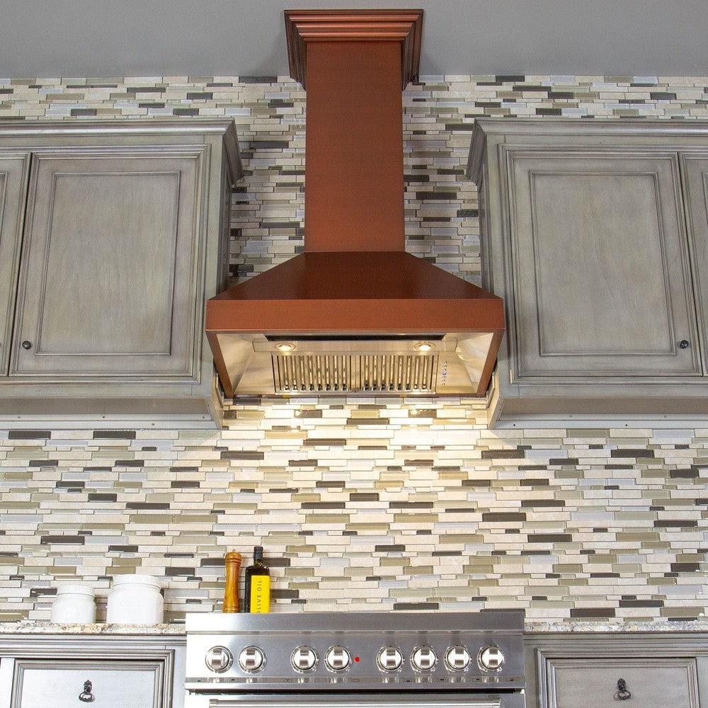 ZLINE 30 in. Designer Series Convertible Vent Wall Mount Range Hood in Copper (8667C-30)