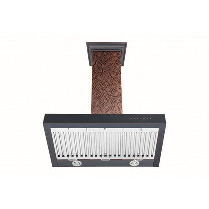 ZLINE 36 in. Convertible Vent Designer Series Wall Mount Range Hood in Hand-Hammered Copper (KB2-HBXXX-36)