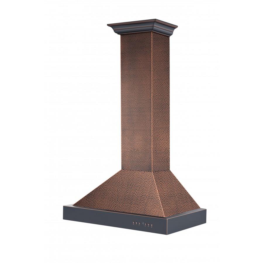 ZLINE 30 in. Convertible Vent Designer Series Wall Mount Range Hood in Hand-Hammered Copper (KB2-HBXXX-30)