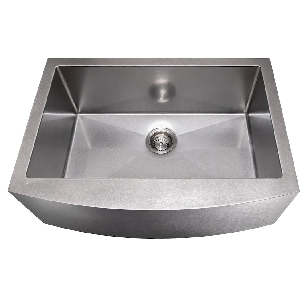 ZLINE 30 in. Zermatt Farmhouse Apron Mount Single Bowl Satin Stainless Steel Kitchen Sink with Bottom Grid (SAS-30S)